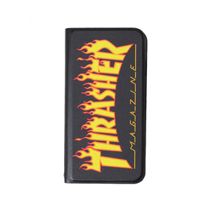 THRASHER FLAME MAGZINE Logo  PU Leather  Book Type Case BLK/FLAME【iPhone SE(第2世代)/iPhone8/iPhone7対応】 4589676562433