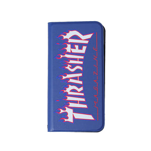 THRASHER FLAME MAGZINE Logo   PU Leather  Book Type Case NVY/FLAME【iPhone SE(第2世代)/iPhone8/iPhone7対応】 4589676562440