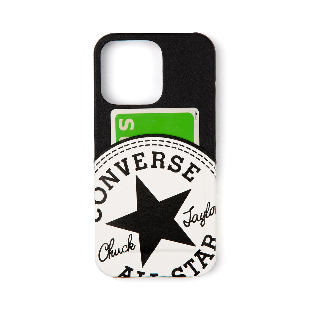 CONVERSE Big Circle Logo PU Leather Back Case(カードポケット付き)BLACK【iPhone 13 Pro対応】 4589676563980