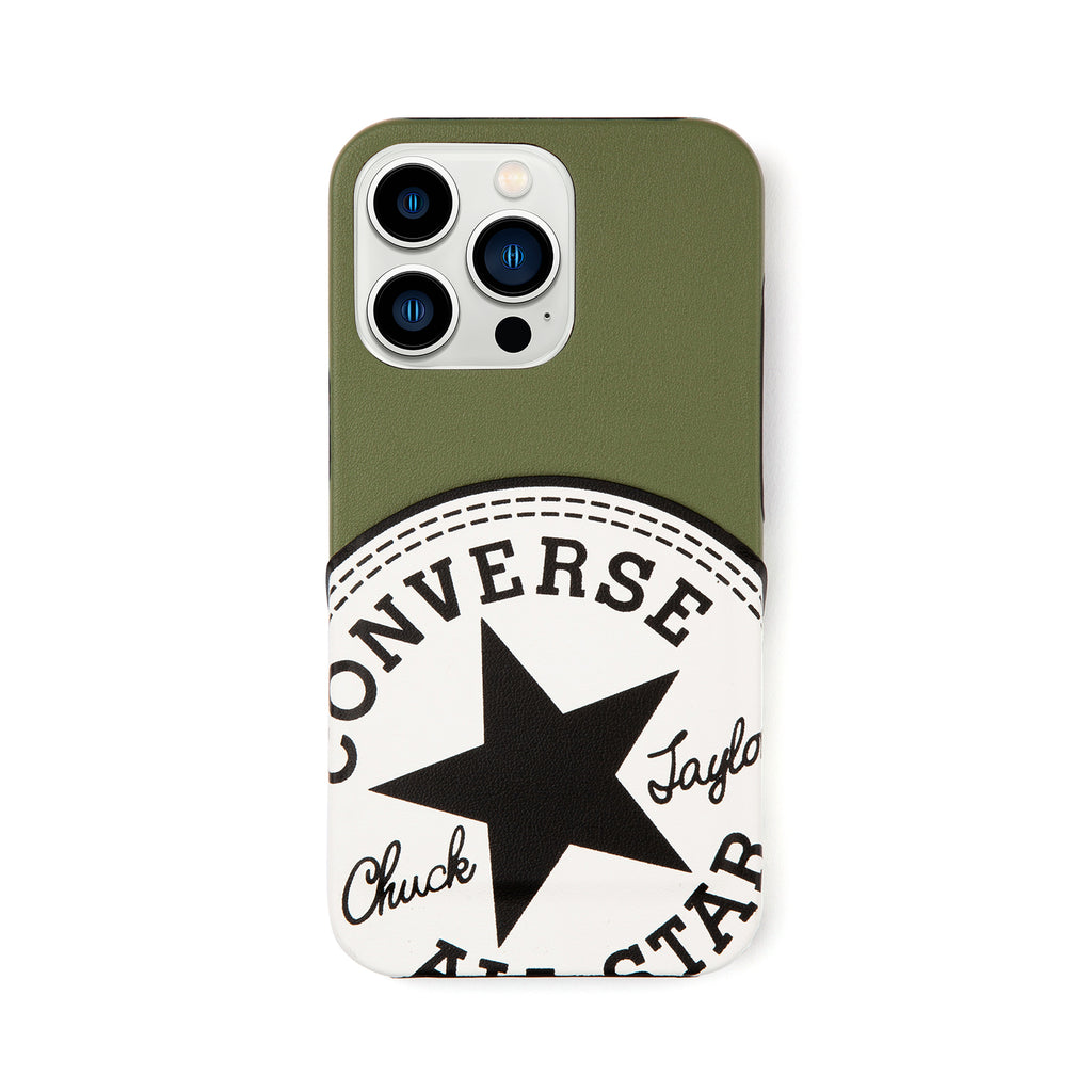 CONVERSE Big Circle Logo PU Leather Back Case(カードポケット付き)KHAKI【iPhone 13 Pro対応】4589676564000