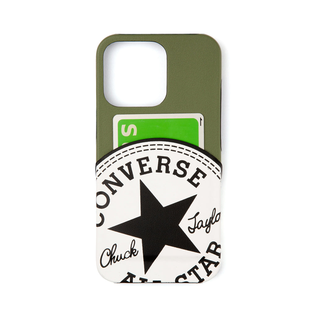 CONVERSE Big Circle Logo PU Leather Back Case(カードポケット付き)KHAKI【iPhone 13 Pro対応】4589676564000