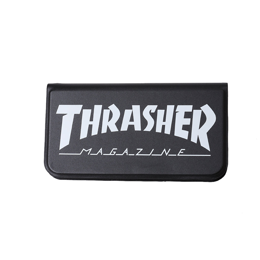 THRASHER HOME TOWN Logo  PU Leather  Book Type Case BLK/WHT【iPhone 12 mini対応】 4589676562396