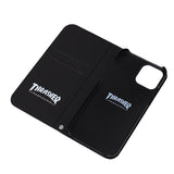 THRASHER HOME TOWN Logo  PU Leather  Book Type Case BLK/WHT【iPhone 12/iPhone12 Pro 対応】 4589676562419