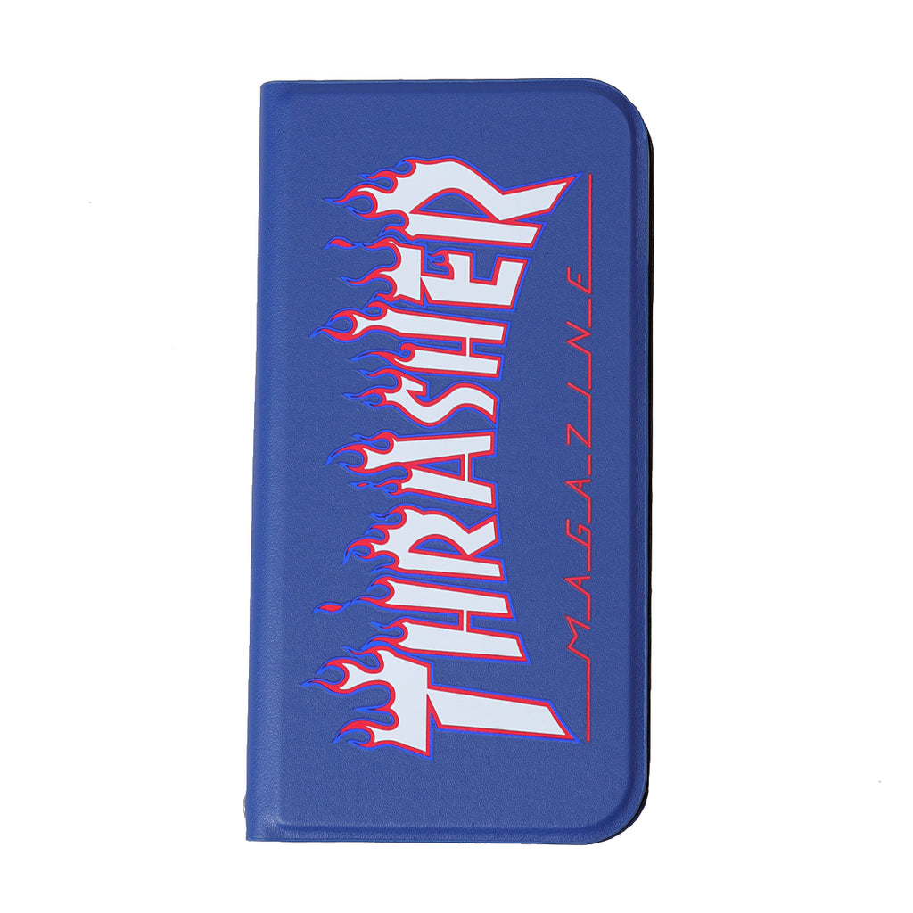 THRASHER FLAME MAGZINE Logo PU Leather  Book Type Case NVY/FLAME【iPhone 12/iPhone12 Pro 対応】 4589676562488